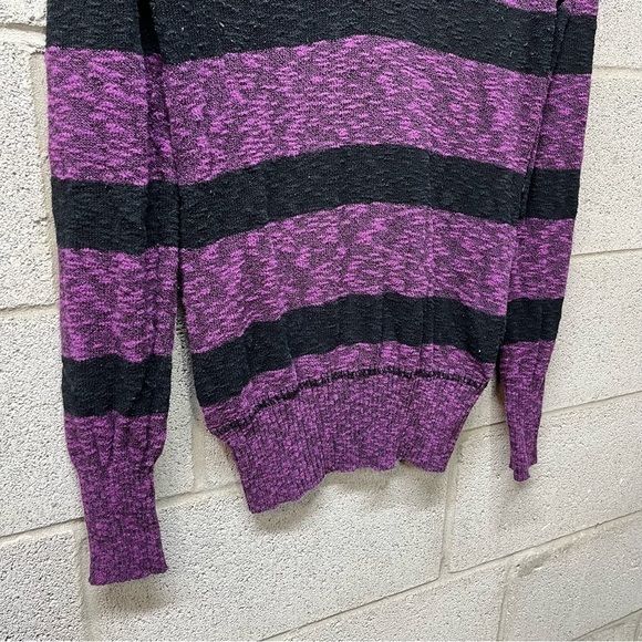 BillBong Purple And Black Striped V-Neck Sweater - Picture 2 of 7